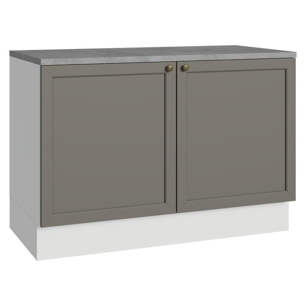 Balcão De Cozinha 120 Cm 2 Portas Branco/cinza Vik Madesa Branco/cinza