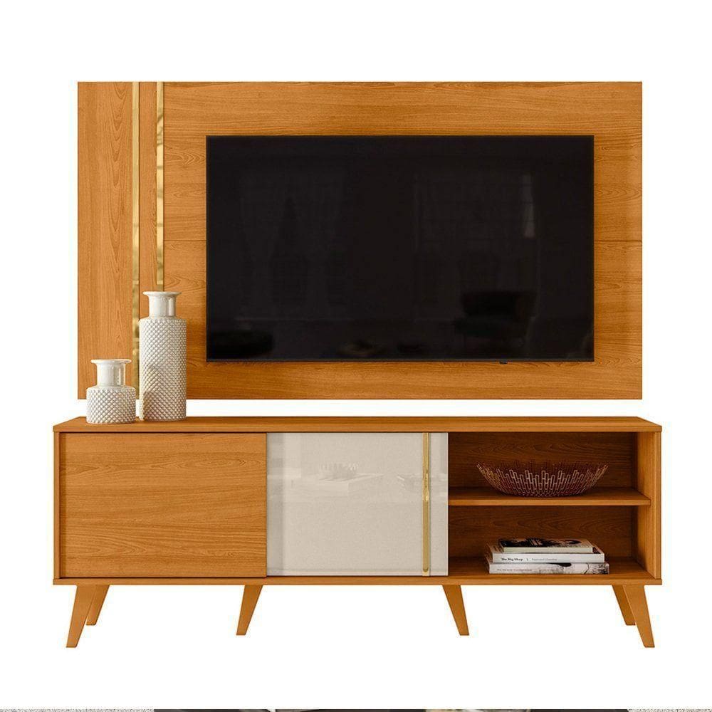 Combo Painel De 60 Polegadas + Rack Cronos - 7 Decor Cinamomo E Off White