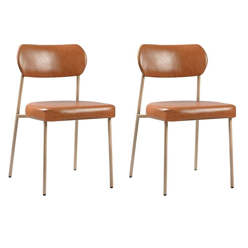 Conjunto 2 Cadeiras Lavínia Couríssimo Amarula/aço Champanhe - Salaone Couríssimo Amarula/aço Champanhe