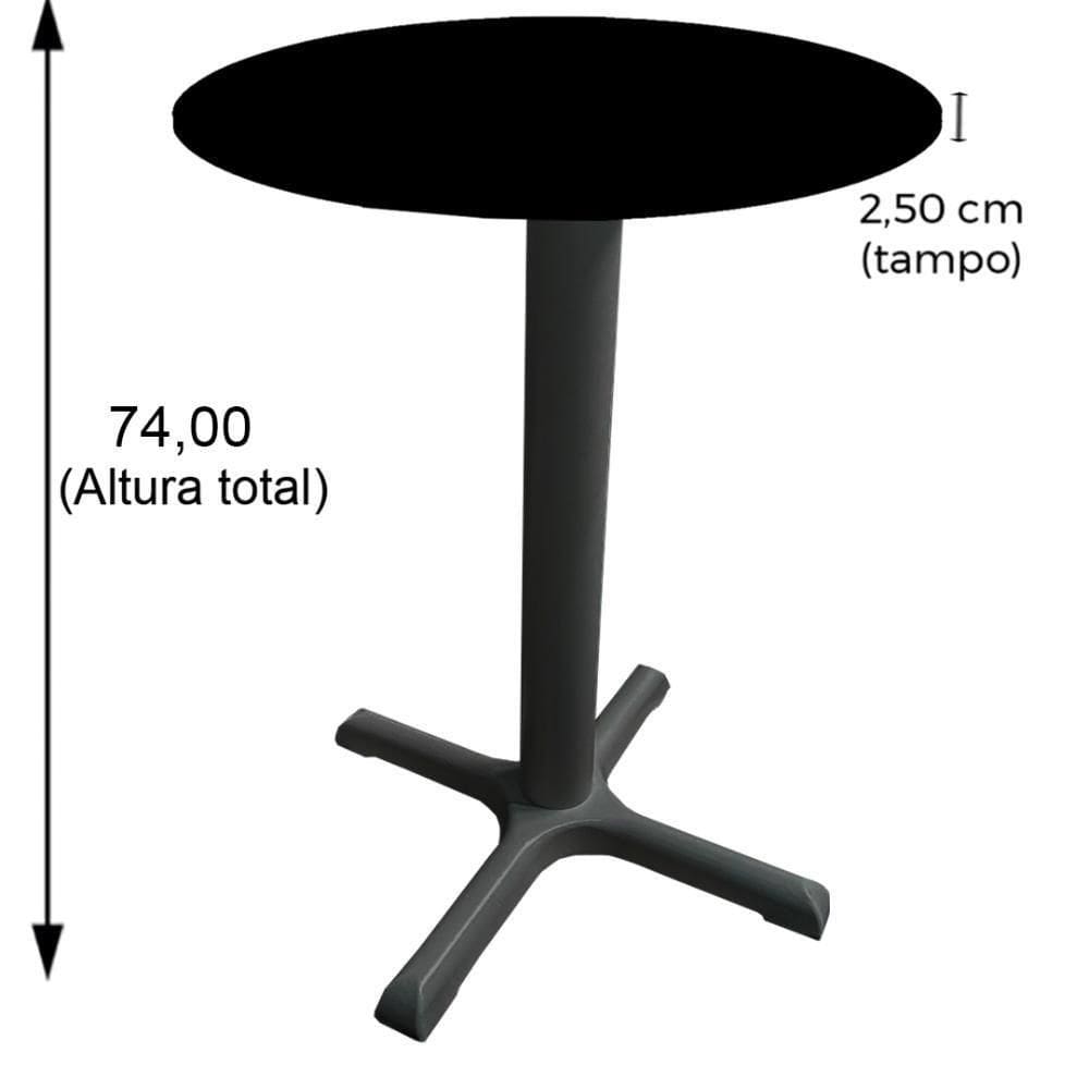 Mesa ô Ferro Branco 74 Cm (alt) Base Em X Tampo Mdp Redondo Grafito 80 Cm (larg) X 2,50 Cm (alt)
