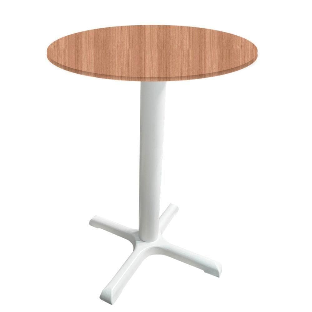 Mesa ô Ferro Branco 74 Cm (alt) Base Em X Tampo Mdp Redondo Noce Nat 80 Cm (larg) X 2,50cm (alt)