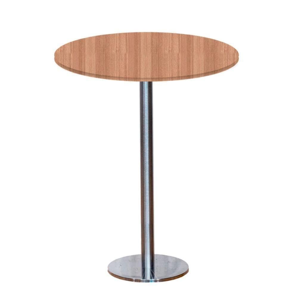 Mesa Pisa Beta Bistrô Fratini 107,50cm (a) Disco Redondo Inox Tampo Mdp Redondo Noce Nat 80cm (l)