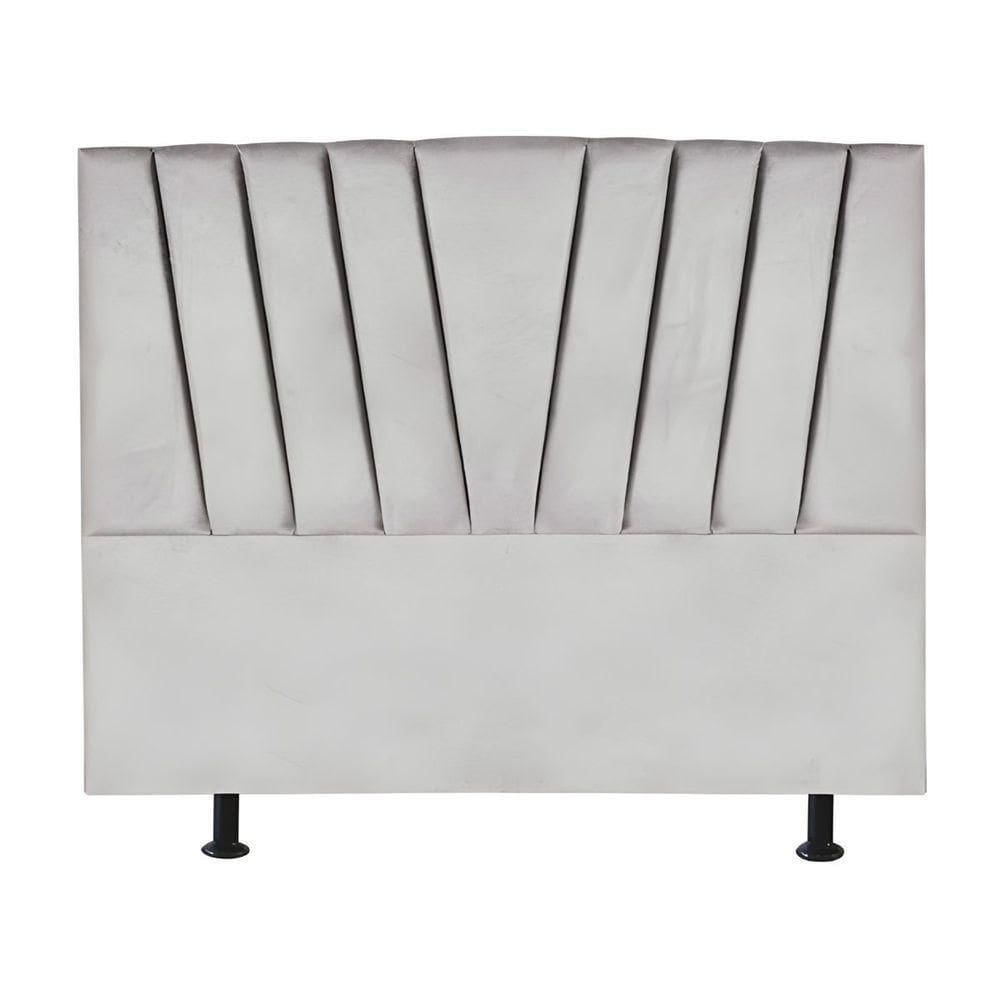Cabeceira Estofada Cama Casal Queen Size 160 Cm Louise Linho Cinza Claro
