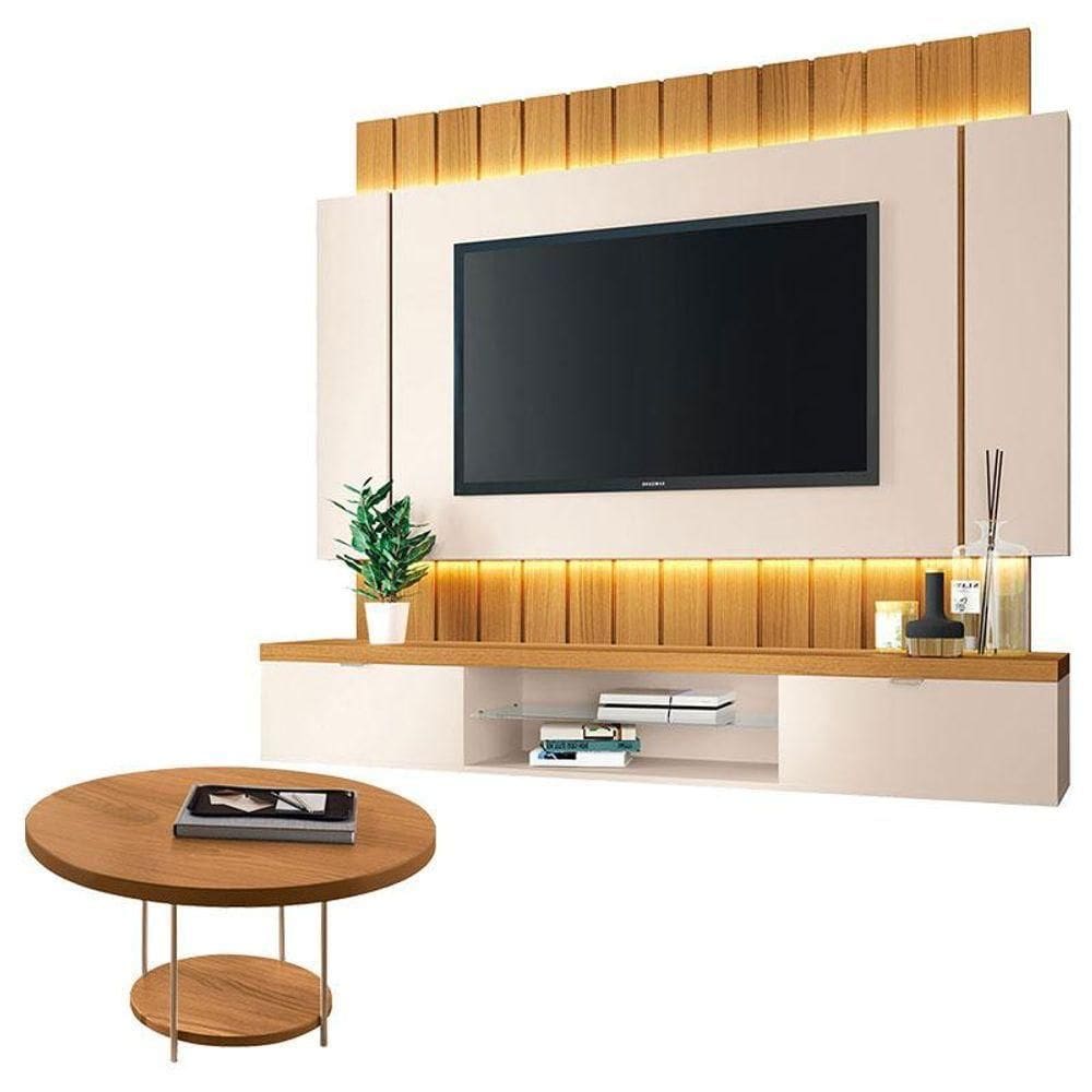 Home Suspenso Illusion Cinamomo Off White E Mesa De Centro Sky Cinamomo- Hb Móveis