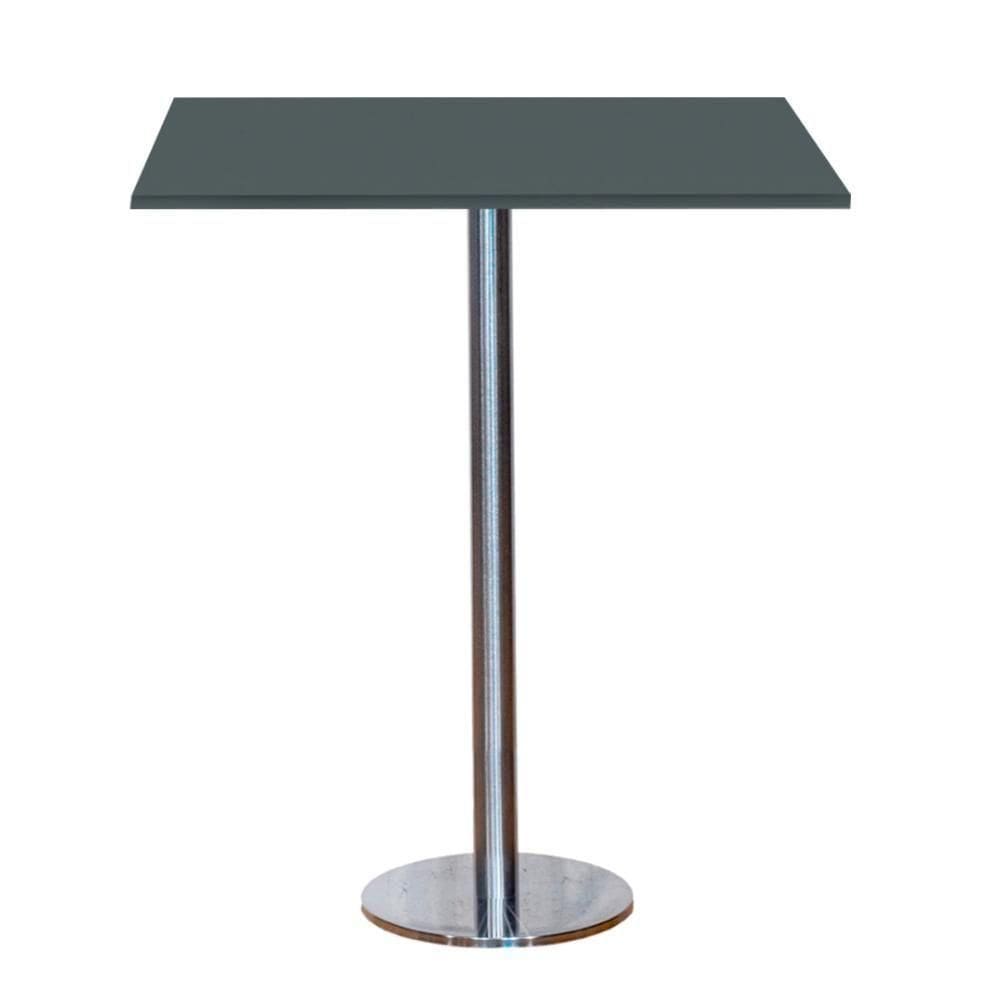Mesa Pisa Beta Bistrô Fratini 107,50cm (a) Disco Redondo Inox Tampo Mdp Quadrado Grafito 60cm (l)