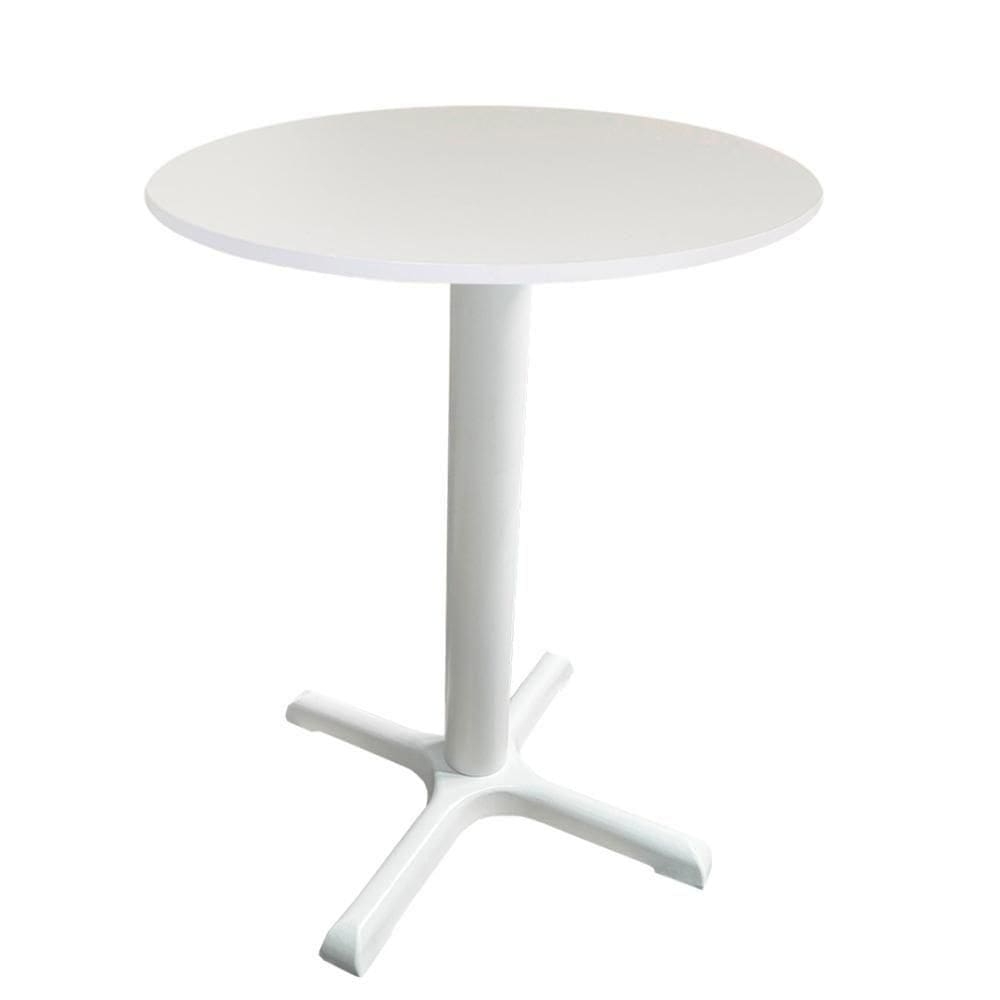 Mesa ô Ferro Branco 74 Cm (alt) Base Em X Tampo Mdp Redondo Branco 80 Cm (larg) X 2,50 Cm (alt)