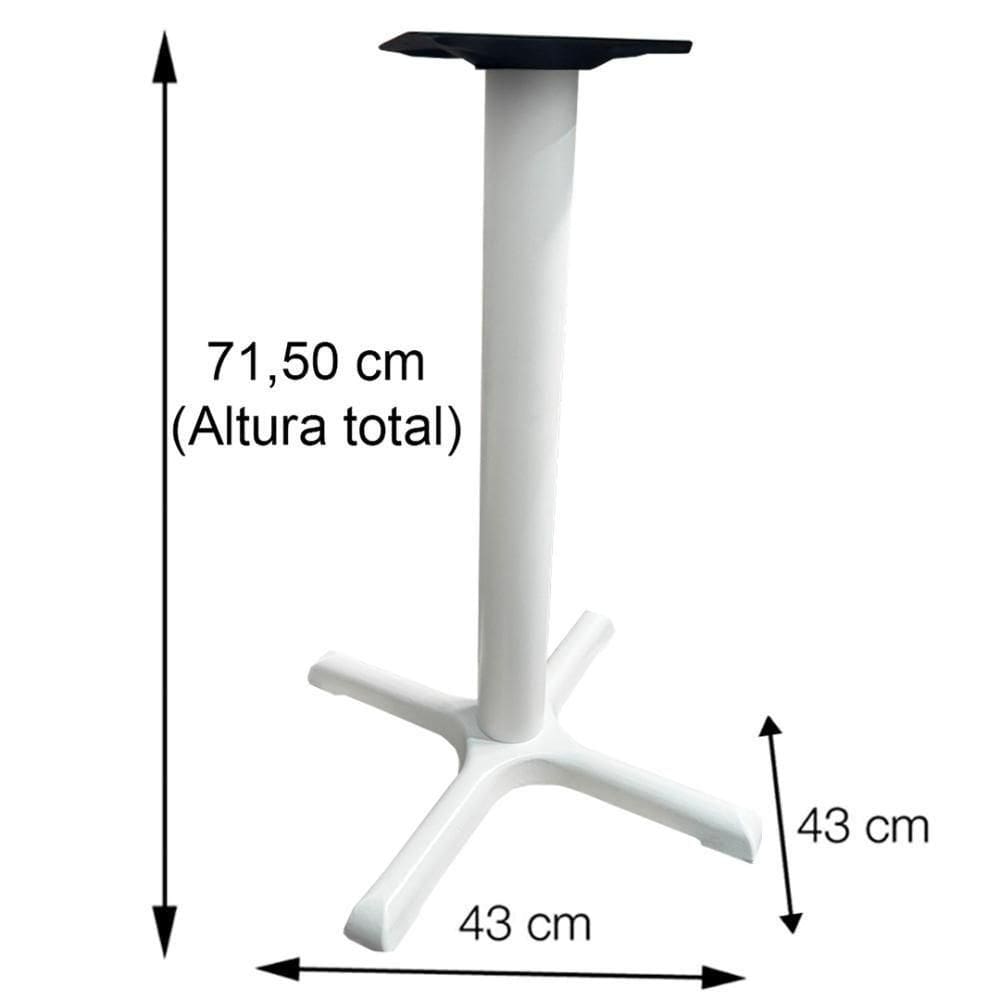 Mesa ô Ferro Branco 74 Cm (alt) Base Em X Tampo Mdp Redondo Cinza 80 Cm (larg) X 2,50 Cm (alt)