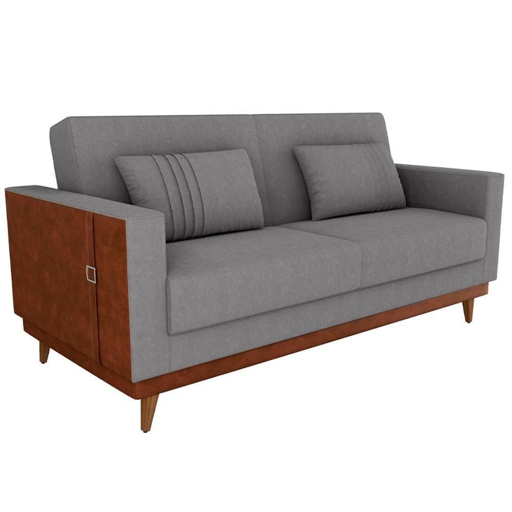 Sofa Cama 2 Lugares 203 Cm Esther Boucle Corino Whisk Milani Store Cinza