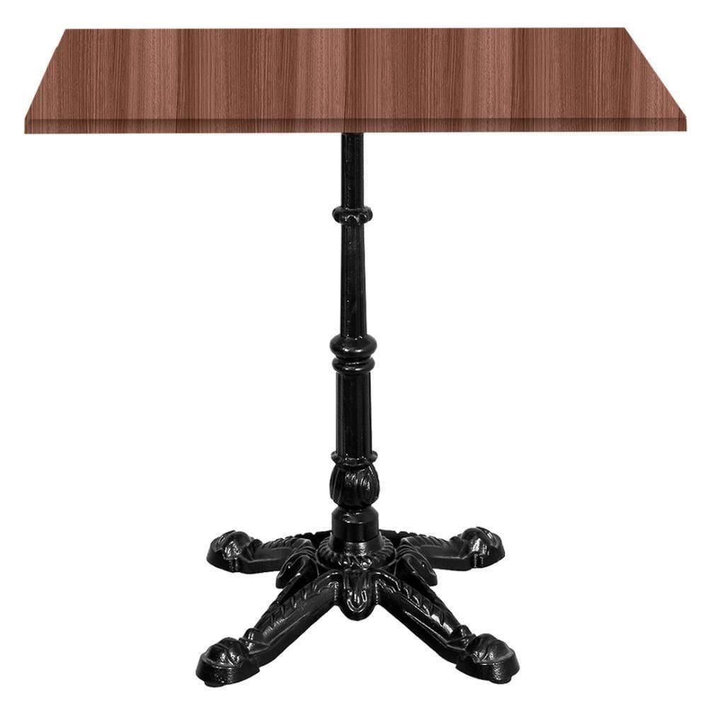 Base De Mesa Apus Em Ferro Preto 75 Cm (alt) Tampo Mdp Quadrado Walnut 70 Cm (larg) X 2,5 Cm (alt)