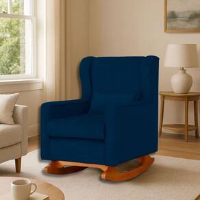 Poltrona Amamentar Descanso E Leitura De Balanço ágata Suede Suede Azul Marinho