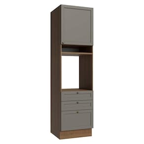 Torre Quente 60 Cm 1 Porta 3 Gavetas Rustic/cinza Vik Madesa Rustic/cinza