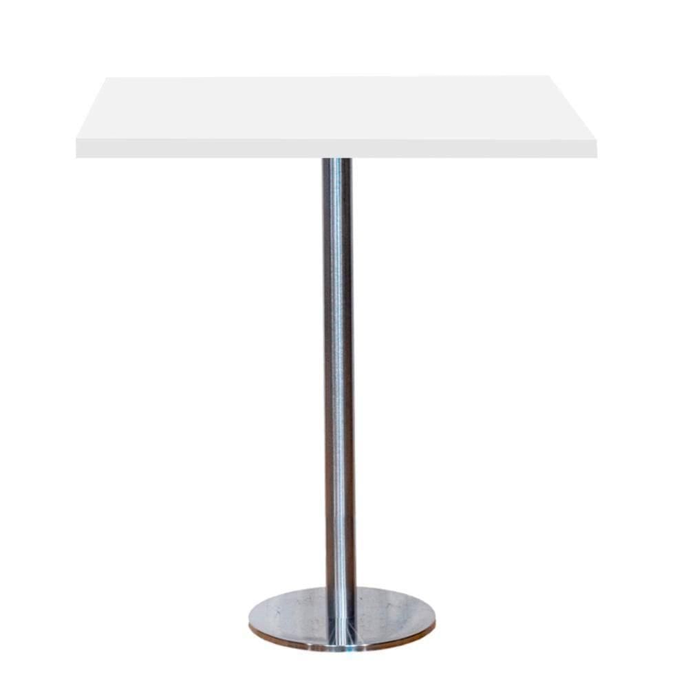 Mesa Pisa Beta Bistrô Fratini 107,50cm (a) Disco Redondo Inox Tampo Mdp Quadrado Branco 80cm (l)