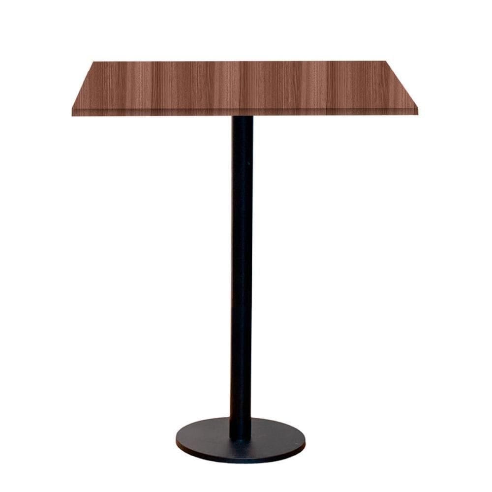 Mesa Pisa Beta Bistrô Fratini 107,50cm (a) Disco Redondo Preto Tampo Mdp Quadrado Walnut 70cm (l)