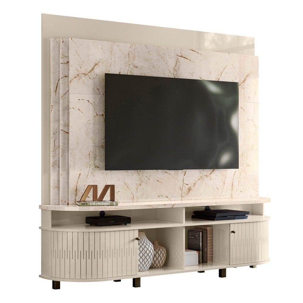 Combo Home + Painel Para 60 Polegadas Daytona - 7 Decor Cinamomo E Off White