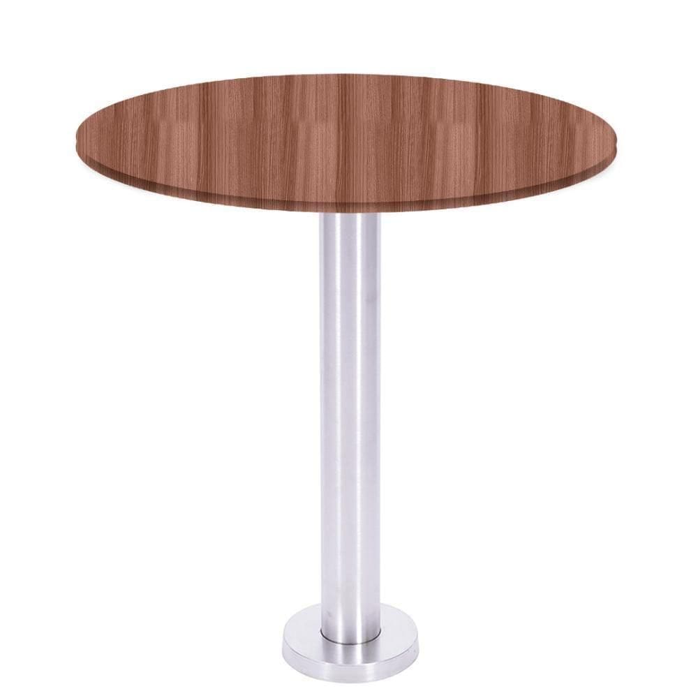 Mesa Beta Fixa Inox 71,50 Cm (alt) Disco Redondo Tampo Mdp Redondo 70 Cm (larg) X 2,50 Cm (alt) Walnut