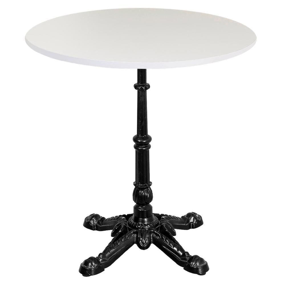 Base De Mesa Apus Em Ferro Preto 75 Cm (alt) Tampo Mdp Redondo Branco 70 Cm (larg) X 2,5 Cm (alt)