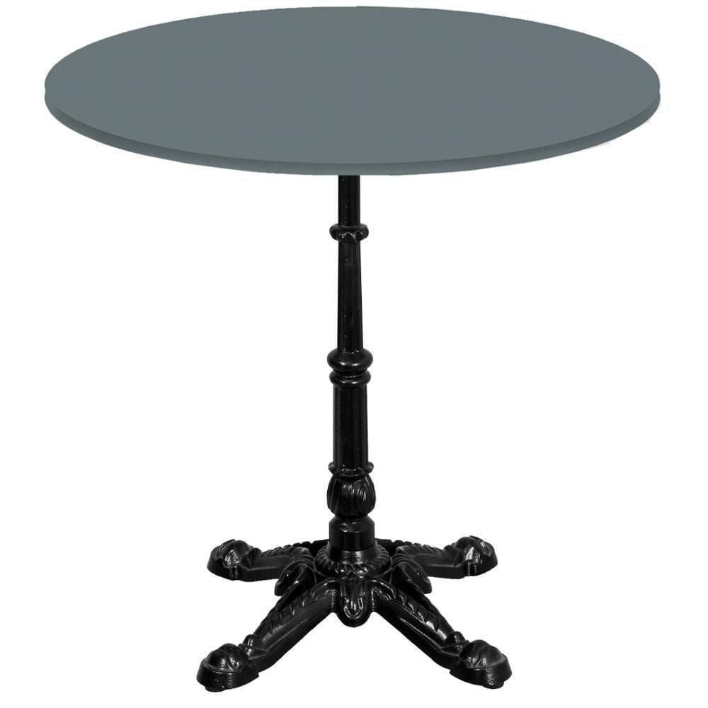Base De Mesa Apus Em Ferro Preto 75 Cm (alt) Tampo Mdp Redondo Grafito 70 Cm (larg) X 2,5 Cm (alt)