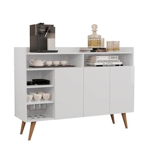 Buffet Aparador 3 Portas Nichos Retro Celta Giga Branco