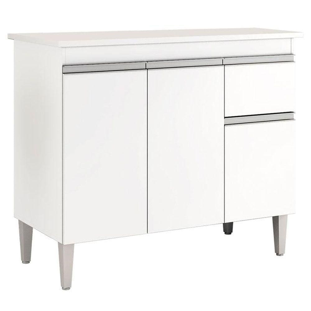 Balcão De Cozinha Tatiane Com Tampo 100cm Branco Brilho - Ajl