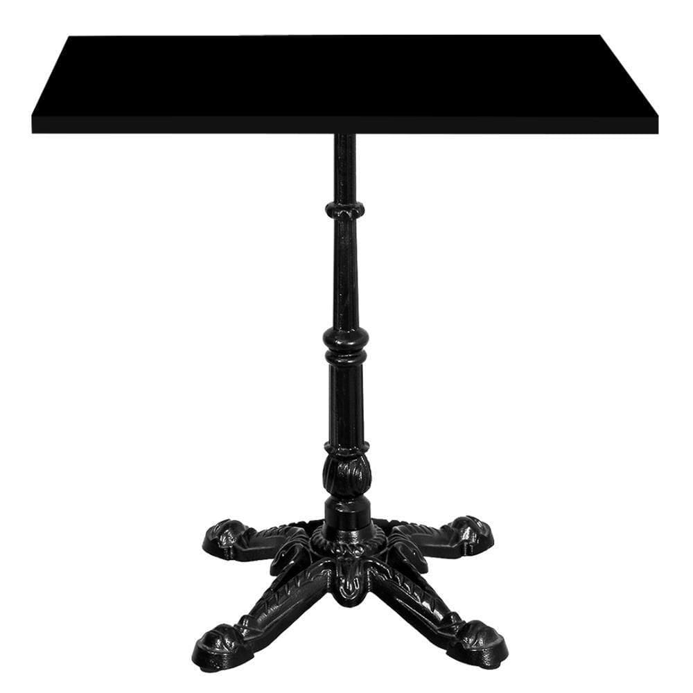 Base De Mesa Apus Em Ferro Preto 75 Cm (alt) Tampo Mdp Quadrado Preto 80 Cm (larg) X 2,5cm (alt)