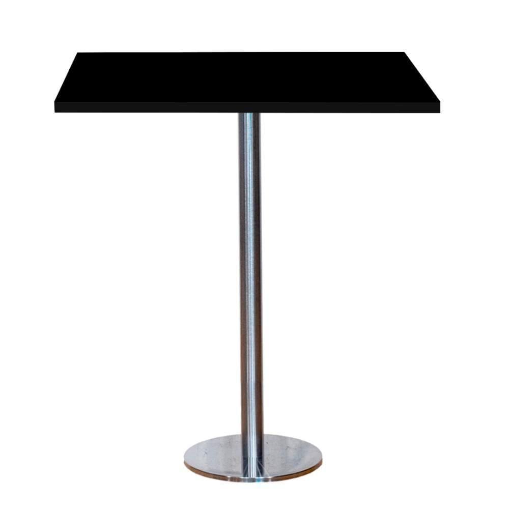 Mesa Pisa Beta Bistrô Fratini 107,50cm (a) Disco Redondo Inox Tampo Mdp Quadrado Preto 80cm( L)