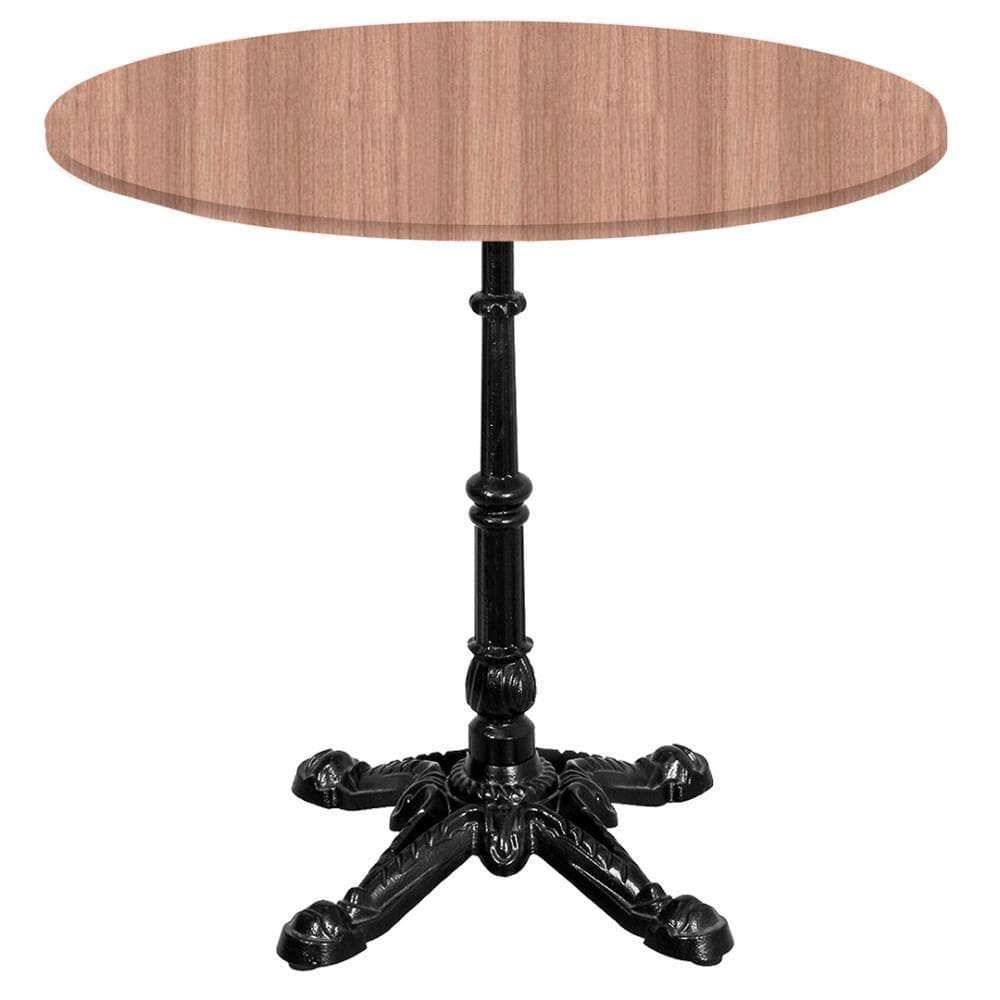 Base De Mesa Apus Em Ferro Preto 75 Cm (alt) Tampo Mdp Redondo Noce Nat 70cm (larg) X 2,5 Cm (alt)