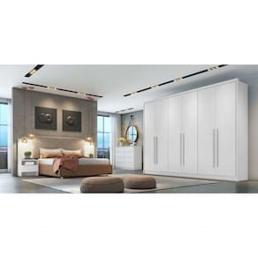 Guarda Roupa Casal 100% Mdf 6 Portas 6 Gavetas - Robust -branco - Móveis Horizonte
