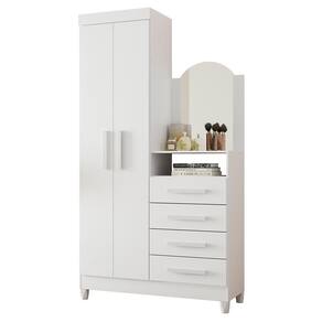 Cômoda New Capri 2 Portas E 4 Gavetas Quadriflex Branco Com Espelho - Móveis Albatroz Branco