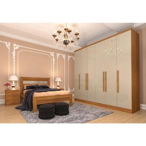 Guarda Roupa Casal Grande 6 Portas 2,39m - Veneza-cinamomo-off White - Tcil Móveis