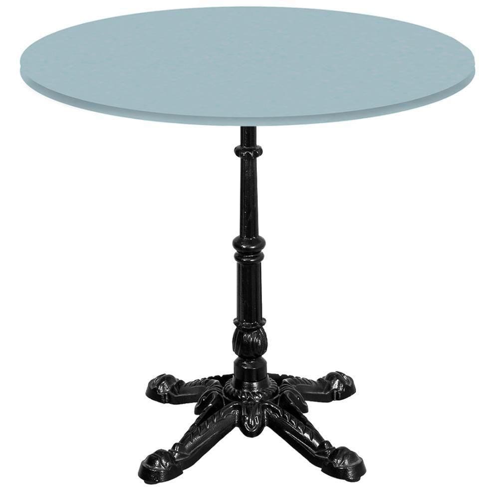 Base De Mesa Apus Em Ferro Preto 75 Cm (alt) Tampo Mdp Redondo Cinza 80 Cm (larg) X 2,5 Cm (alt)