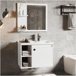 Conj Gabinete C/ Espelheira E Cuba Para Banheiro Adonis Branco