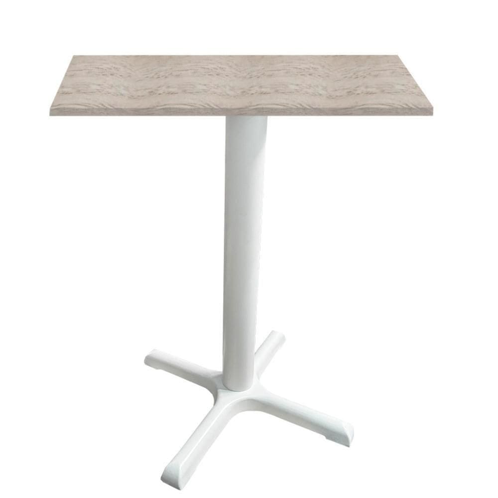 Mesa ô Ferro Branco 74 Cm (alt) Base X Tampo Mdp Quadrado Castanheira 60cm (larg) X 2,50cm (alt)