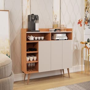 Buffet Aparador 3 Portas Nichos Retro Celta Giga Nature/off White
