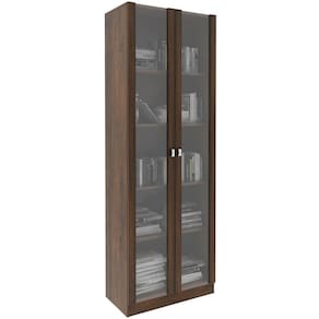 Estante Armário Alta Livreiro Multiuso Office 2 Portas Vidro Rústico