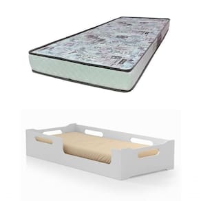 Cama Cecíla Solteiro Montessoriana 100% Mdf + Colchão Solterio 188x88 Cm -d23 Gazin - Branca