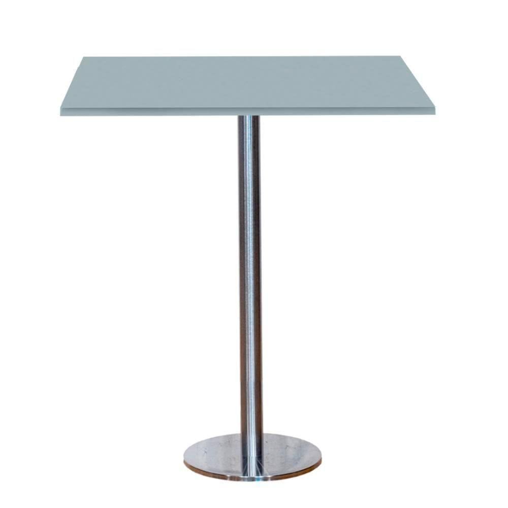 Mesa Pisa Beta Bistrô Fratini 107,50cm (a) Disco Redondo Inox Tampo Mdp Quadrado Cinza 70cm (l)