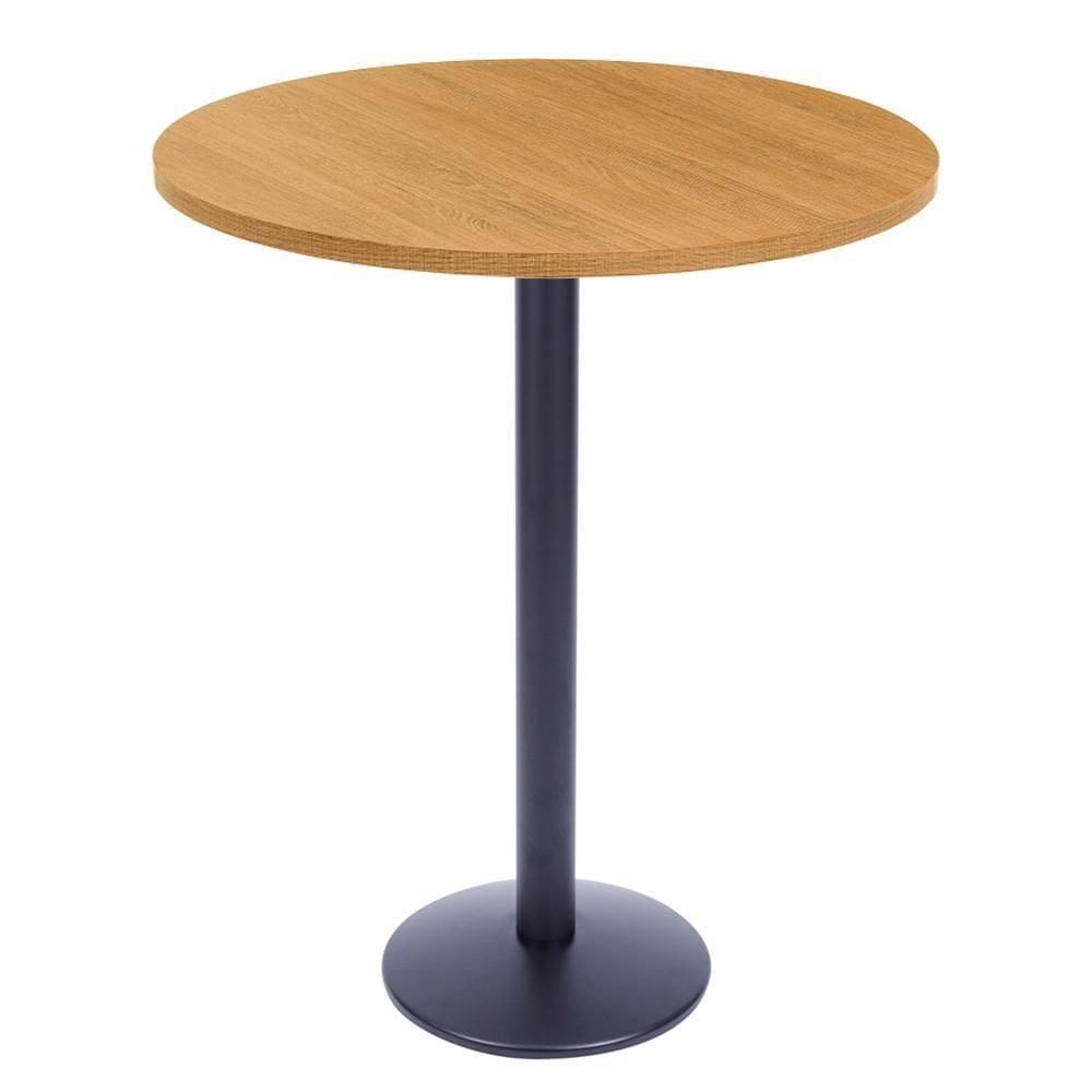 Mesa Bistrô Zeta Ferro Preto 111,50 Cm Alt Base Disco Tampo Mdp Redondo 80 Cm Larg X 2,50 Cm Samba