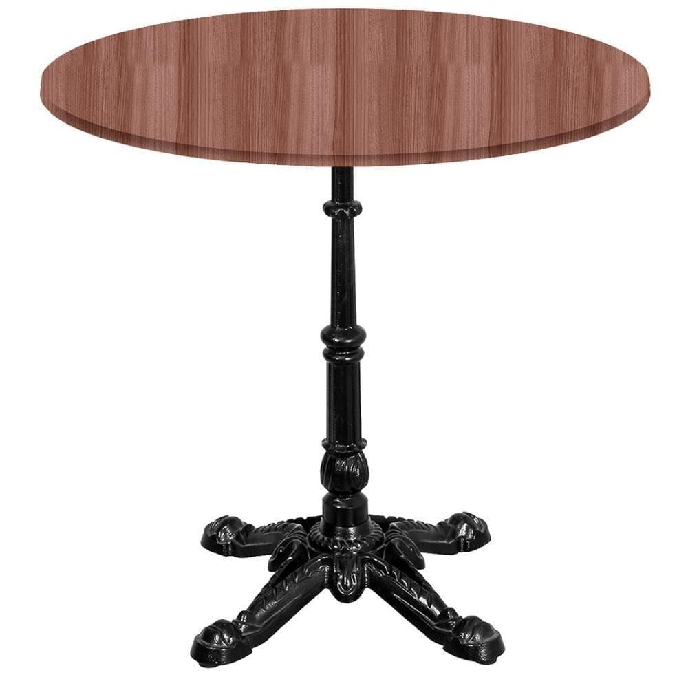 Base De Mesa Apus Em Ferro Preto 75 Cm (alt) Tampo Mdp Redondo Walnut 60 Cm (larg) X 2,50 Cm (alt)