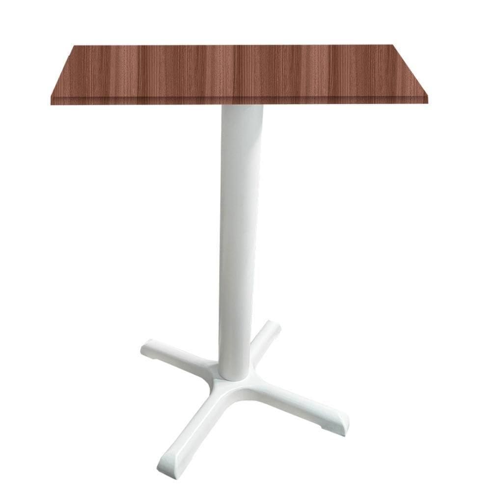 Mesa ô Ferro Branco 74 Cm (alt) Base Em X Tampo Mdp Quadrado Walnut 60 Cm (larg) X 2,50 Cm (alt)