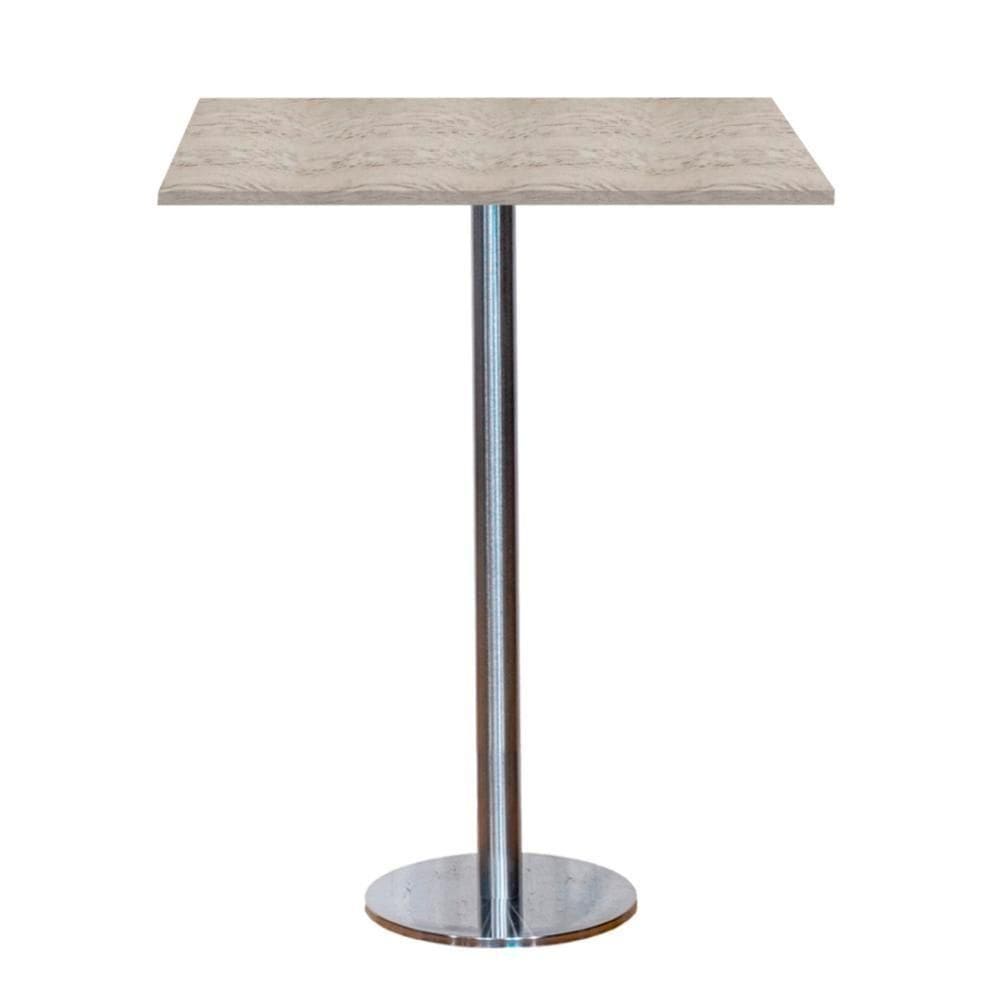 Mesa Pisa Beta Bistrô Fratini 107,50cm (a) Disco Redondo Inox Tampo Mdp Quadrado Castanheira 70cm(l)