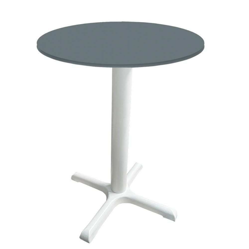 Mesa ô Ferro Branco 74 Cm (alt) Base Em X Tampo Mdp Redondo Grafito 60 Cm (larg) X 2,50 Cm (alt)