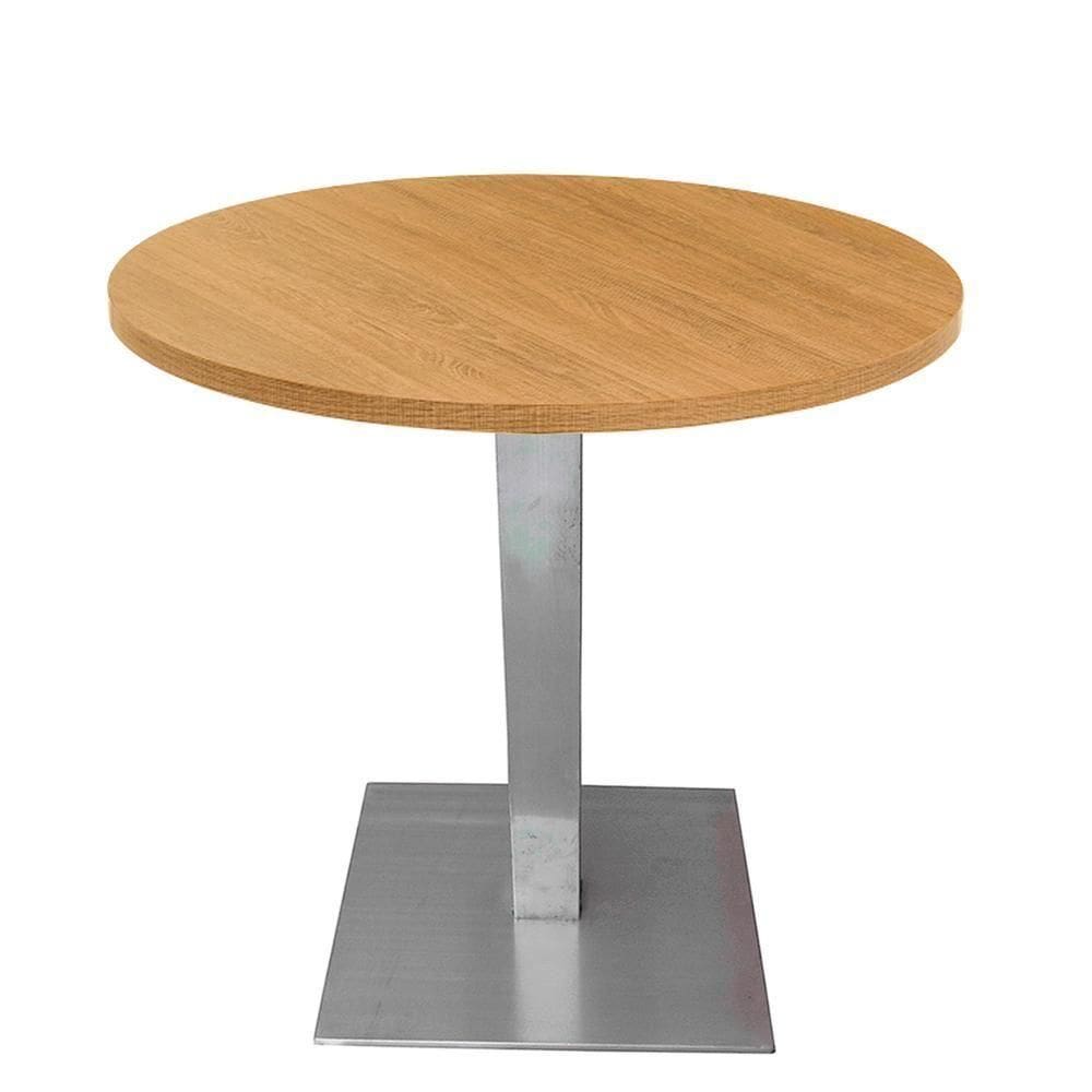 Mesa Alpha Inox 73,50 Cm (alt) Base Quadrada Tampo Mdp Redondo 60 Cm (larg) X 2,50 Cm (alt) Samba