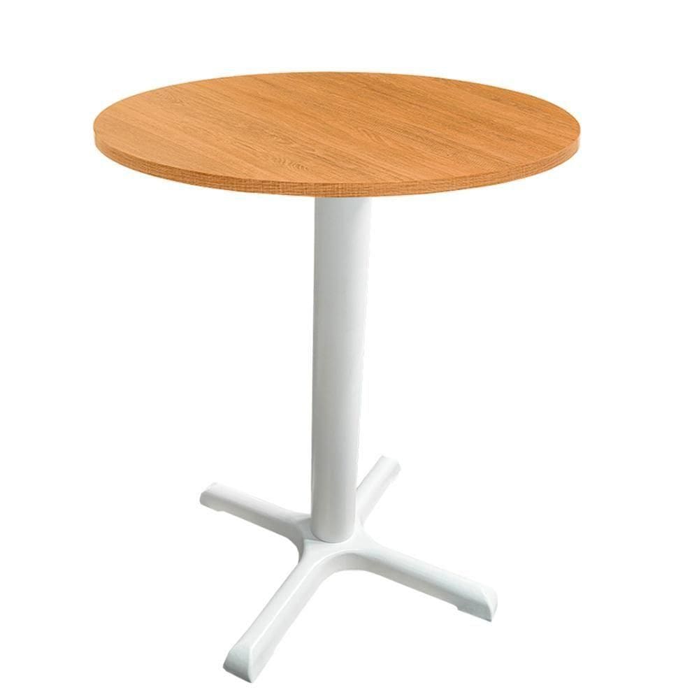 Mesa ô Ferro Branco 74 Cm (alt) Base Em X Tampo Mdp Redondo Samba 60 Cm (larg) X 2,50 Cm (alt)