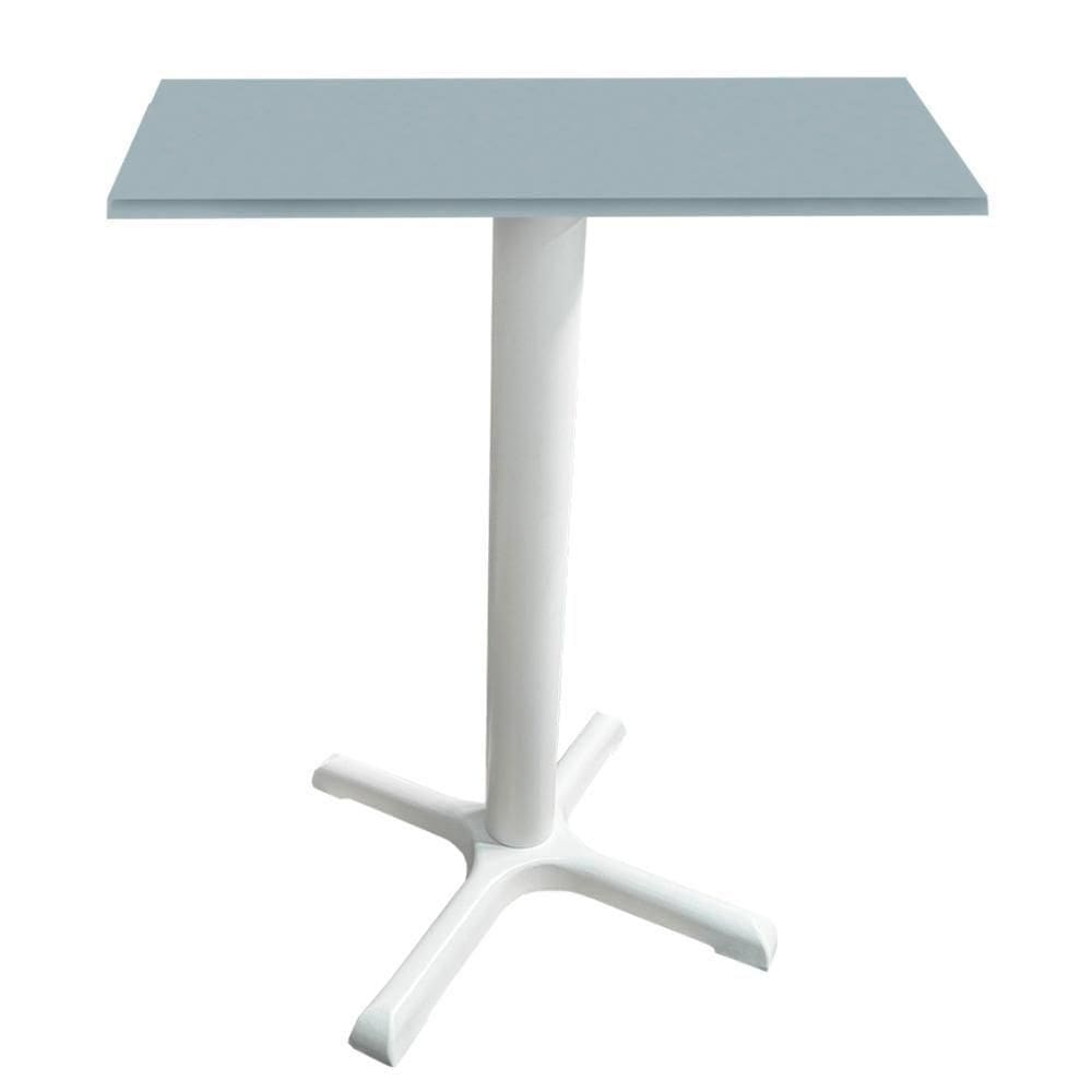 Mesa ô Ferro Branco 74 Cm (alt) Base Em X Tampo Mdp Quadrado Cinza 60 Cm (larg) X 2,50 Cm (alt)