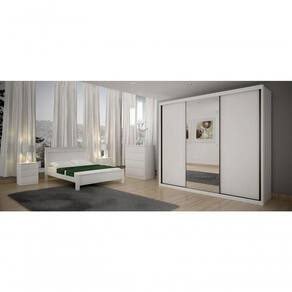 Guarda Roupa Casal Com Espelho 3 Portas 6 Gavetas - Palazzo-branco - Móveis Horizonte