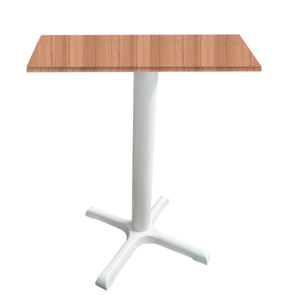 Mesa ô Ferro Branco 74cm (alt) Base Em X Tampo Mdp Quadrado Noce Nat 60cm (larg) X 2,50cm (alt)