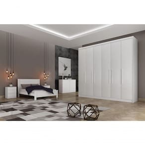 Guarda Roupa Casal 6 Portas 8 Gavetas - Granada-branco - Móveis Horizonte