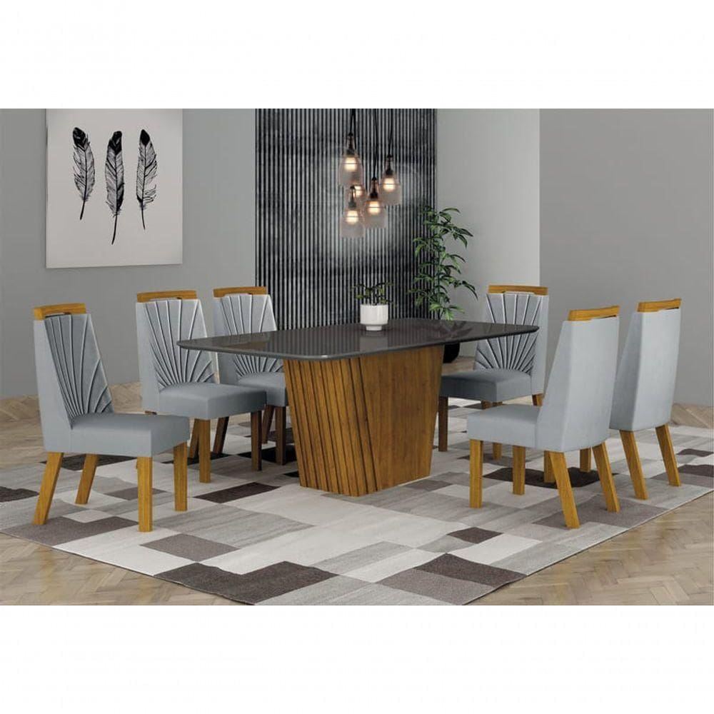 Sala De Jantar Completa Com 6 Cadeiras 1,80x0,90m - Liz - Leifer Móveis