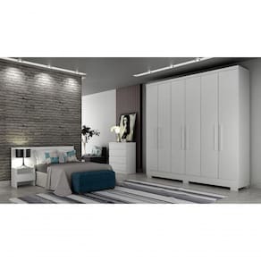 Guarda Roupa Solteiro Com Pés 6 Portas 4 Gavetas - Veneza-branco - Móveis Horizonte