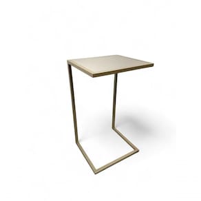 Mesa Lateral Sofá Industrial - Metalon Champagne Cacao - 70cm